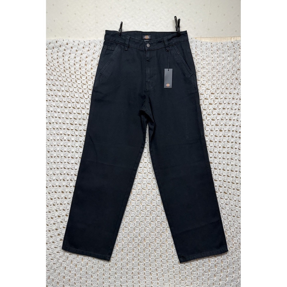 Dickies Canvas Pants Jean Women Sz 10R Black Carpenter High Rise Straight NWT